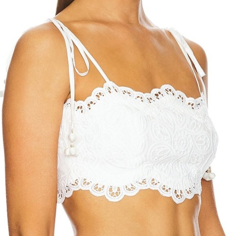 New Zimmermann Ottie Embroidered Bodice in Ivory crop tank top - Picture 2 of 5